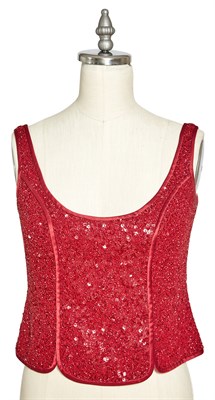 Lot 73 - CAROL BURNETT Bob Mackie red beaded top worn...