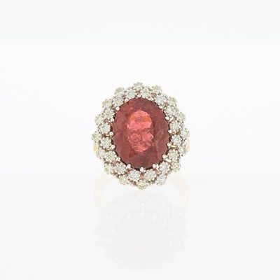 Lot 1199 - Two-Color Gold, Pink Tourmaline and Diamond Ring