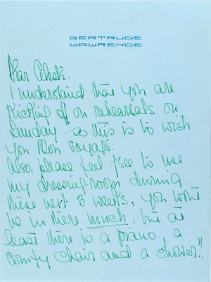 Lot 46 - LAWRENCE, GERTRUDE Autograph letter to Celeste...