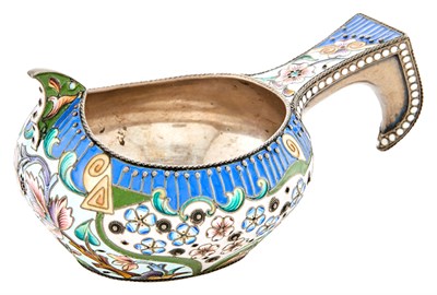 Lot 148 - Russian Silver-Gilt and Cloisonné Enamel Kovsh...
