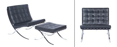 Lot 322 - Pair of Leather and Chromed Meal Barcelona...