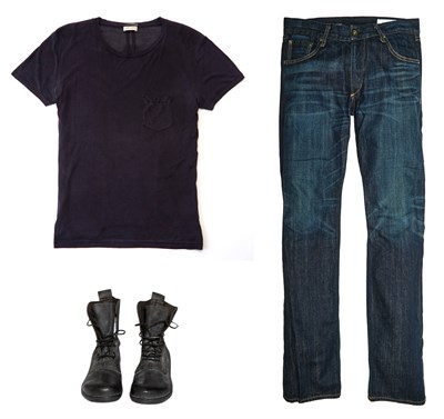 Lot 140 - BRUCE SPRINGSTEEN Black T-Shirt, blue jeans...