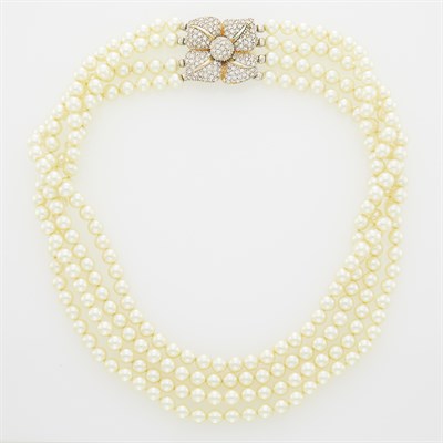 Lot 93 - CHRISTINE EBERSOLE Stage worn pearl necklace...