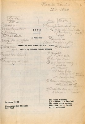 Lot 79 - CATS Original production script of the...
