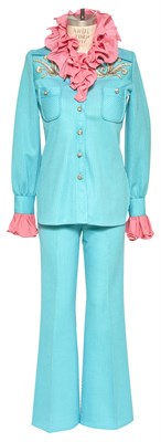Lot 111 - ANDREA MARTIN Light blue pantsuit worn on SCTV,...