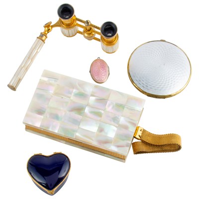 Lot 2181 - Group of Lady's Gold-Tone, Mother-of-Pearl, Enamel, Porcelain, Metal and Beaded Accessories