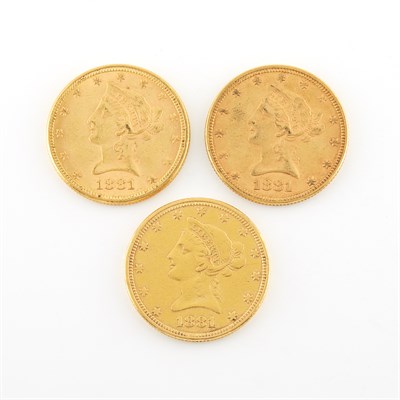 Lot 1021 - United States 1881 $10 Liberty Head Three...