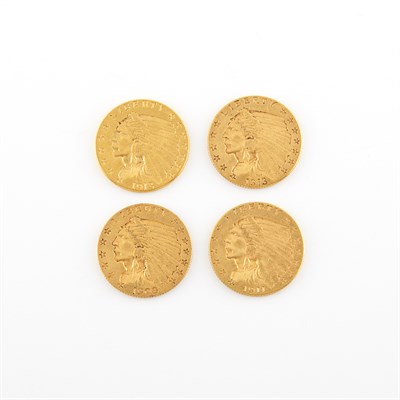 Lot 1013 - United States $2 1/2 Indian Head Four coins...