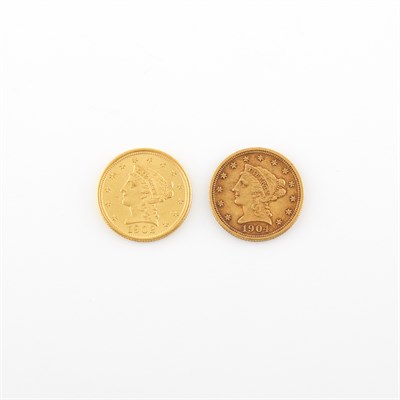 Lot 1011 - United States $2 1/2 Liberty Head Two coins...