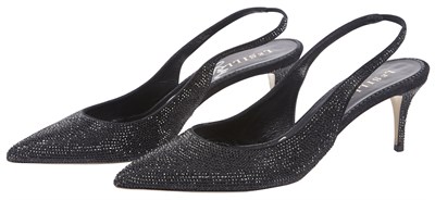 Lot 82 - CHER A pair of black slingback leather LeSilla...