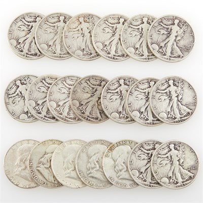 Lot 1004 - United States Silver Halves Group of...