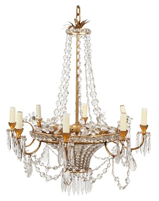 Lot 197 - Maison Baguès Style Gilt-Metal and Glass Eight-...