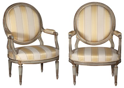 Lot 401 - Pair of Louis XVI Style Painted and...