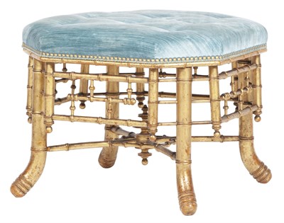 Lot 417 - French Blue Velvet-Upholstered Giltwood...