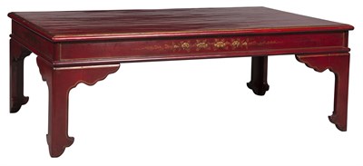 Lot 416 - Chinese Style Faux Red Lacquer and Parcel-Gilt...