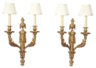 Lot 370 - Pair of Louis XVI Style Gilt Bronze Two-Light...