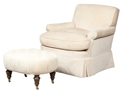Lot 301 - Upholstered Club Chair and Ottoman Height of...
