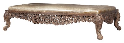 Lot 390 - Anglo-Indian Leather-Upholstered Hardwood Low...