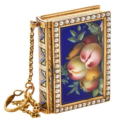 Lot 243 - Swiss Jeweled Enameled Gold Vinaigrette...