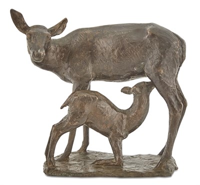 Lot 297 - Bronze Group of a Deer and Fawn After Leo Mol...