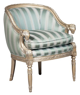 Lot 215 - Neoclassical Style Silvered Wood Bergère...