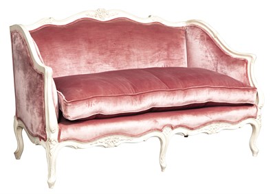 Lot 200 - Louis XV Style Velvet-Upholstered Painted...