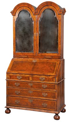 Lot 359 - Queen Anne Style Walnut Bureau Bookcase Height...