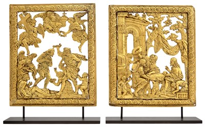 Lot 555 - Two Italian Copper Reliefs with Scenes from the Life of Christ
