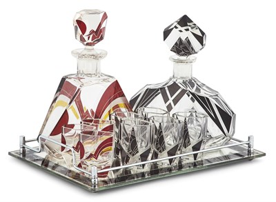 Lot 427 - Two Czechoslovakian Glass Drinks Sets on an...