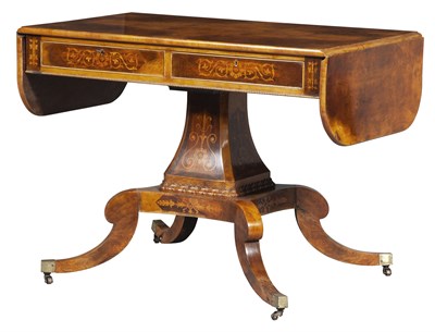 Lot 207 - Regency Style Burr Elm and Rosewood Sofa Table...