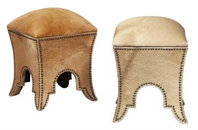 Lot 302 - Pair of Close-Nailed Hide-Lined Storage Stools...