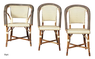 Lot 191 - Set of Eight Wood and Faux Rattan Bistro...