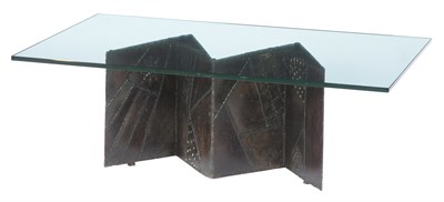 Lot 295 - Paul Evans Patinated Metal Zig Zag Low Table...