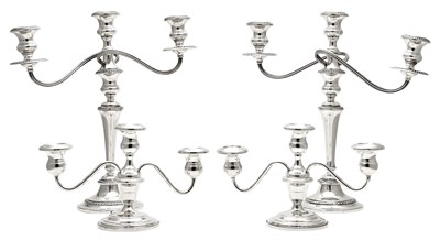Lot 251 - Two Pairs of American Sterling Candelabra...