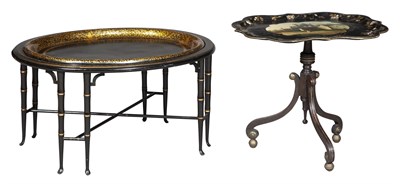 Lot 376 - Two Victorian Papier-Mâché Trays on Stands...