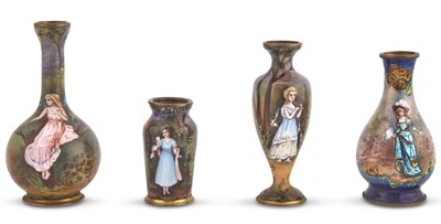 Lot 287 - Group of Four French Enameled Metal Miniature...