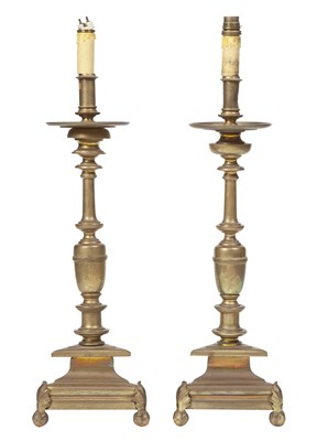 Lot 429 - Pair of Baroque Style Brass Candlesticks as...