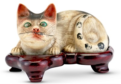 Lot 49 - An Unusual Chinese Painted Biscuit Porcelain Cat