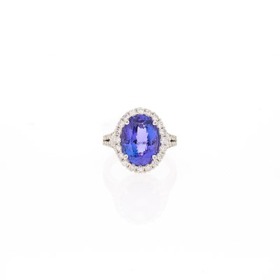 Lot 1246 - White Gold, Tanzanite and Diamond Ring