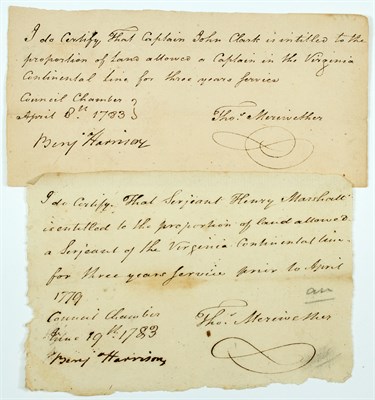 Lot 6 - [AMERICAN REVOLUTION] HARRISON V, BENJAMIN...