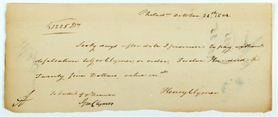 Lot 15 - CLYMER, GEORGE (Signer) Promissory note signed....