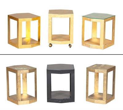 Lot 336 - Six Karl Springer Style Gold Occasional Tables