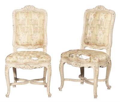 Lot 383 - Set of Eight Régence Style Silk-Upholstered...