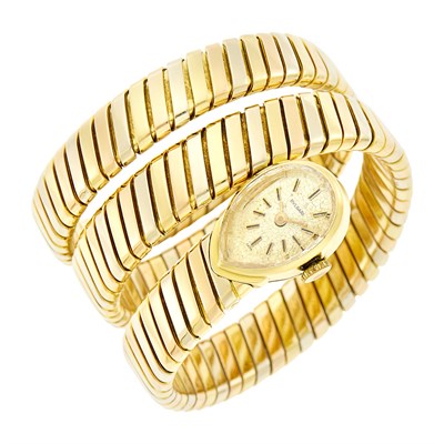 Lot 15 - Bulgari Tricolor Gold 'Tubogas' Coiled Wristwatch