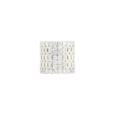 Lot 99 - Wide White Gold and Diamond Band Ring