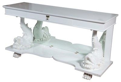 Lot 419 - Hollywood Regency White Lacquered Wood Console...