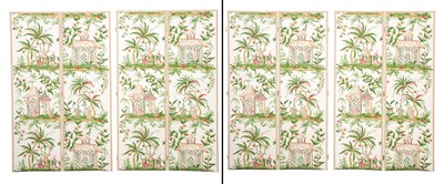 Lot 399 - Chinoiserie Decorated Fabric Eight Panel...