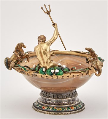 Lot 1170 - Continental Hardstone, Silver Gilt, and Enamel...