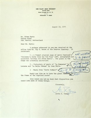 Lot 2048 - AARON COPLAND (1900-1990) Portion of...
