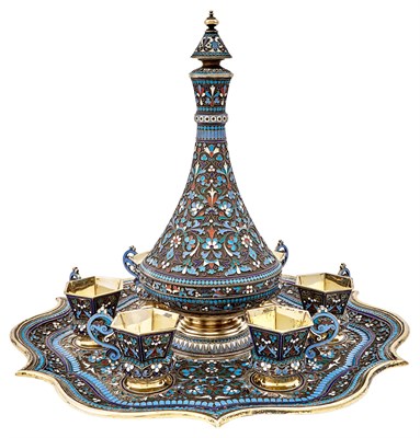 Lot 1107 - Russian Silver-Gilt and Cloisonné Enamel Vodka...